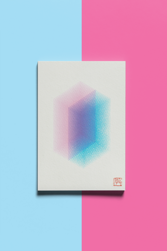 Postcard, Prism in Neon Pink and Ice Blue